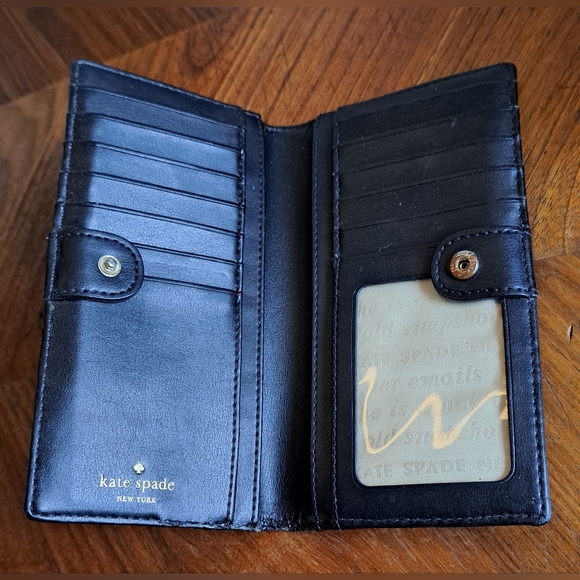 Kate Spade Black and Sand Beach Striped Continental Wallet - Picture 6 of 10